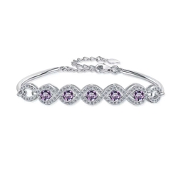 Vòng Tay ESME ESSL022C Kim Cương Đá Moissanite Bạc 925 Xi Kim 5 lớp