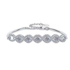 Vòng Tay ESME ESSL022C Kim Cương Đá Moissanite Bạc 925 Xi Kim 5 lớp