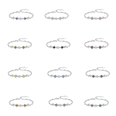 Vòng Tay ESME ESSL009C Kim Cương Đá Moissanite Bạc 925 Xi Kim 5 lớp