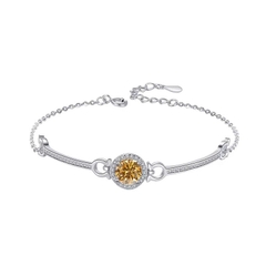 Vòng Tay ESME ESSL003C Kim Cương Đá Moissanite Bạc 925 Xi Kim 5 lớp