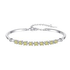 Vòng Tay ESME ESSL011C Kim Cương Đá Moissanite Bạc 925 Xi Kim 5 lớp