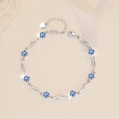 Vòng Tay ESME ESSL012C Kim Cương Đá Moissanite Bạc 925 Xi Kim 5 lớp