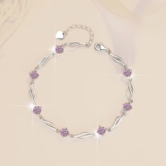 Vòng Tay ESME ESSL012C Kim Cương Đá Moissanite Bạc 925 Xi Kim 5 lớp