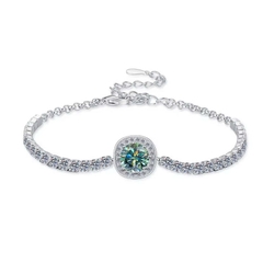 Vòng Tay ESME ESSL024C Kim Cương Đá Moissanite Bạc 925 Xi Kim 5 lớp