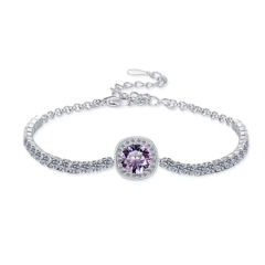 Vòng Tay ESME ESSL024C Kim Cương Đá Moissanite Bạc 925 Xi Kim 5 lớp