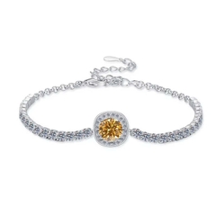 Vòng Tay ESME ESSL024C Kim Cương Đá Moissanite Bạc 925 Xi Kim 5 lớp
