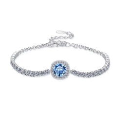 Vòng Tay ESME ESSL024C Kim Cương Đá Moissanite Bạc 925 Xi Kim 5 lớp