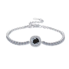 Vòng Tay ESME ESSL024C Kim Cương Đá Moissanite Bạc 925 Xi Kim 5 lớp