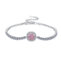 Vòng Tay ESME ESSL024C Kim Cương Đá Moissanite Bạc 925 Xi Kim 5 lớp