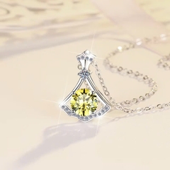 Dây Chuyền ESME ESHK037Y Kim Cương Đá Moissanite Bạc 925 Xi Kim 5 lớp