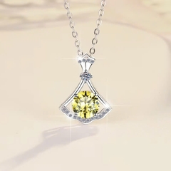 Dây Chuyền ESME ESHK037Y Kim Cương Đá Moissanite Bạc 925 Xi Kim 5 lớp