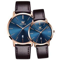 Đồng Hồ Cặp OLEVS-5869B Dây Da Chính Hãng