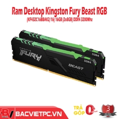 Ram Desktop Kingston Fury Beast RGB (KF432C16BBAK216) 16GB (2x8GB) DDR4 3200Mhz