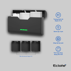 Dock sạc 3 pin Eclaté dành cho Gopro tích hợp 5/6/7/8/9/10/11/12 có khay đựng thẻ nhớ