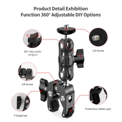 Phụ kiện insta360/Gopro kẹp baga, ghi đông Uurig bằng nhôm CNC siêu chắc