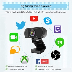 Webcam máy tính FullHD 1080p siêu nét tích hợp mic