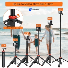 Gậy Selfie stick và tripod uurig 2 trong 1 TP - 03 dài 1m2 đa năng dành cho Gopro/insta360/DJI
