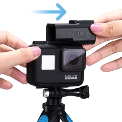 Khung vlog gắn mic, đèn LED cho gopro 5,6,7 Black