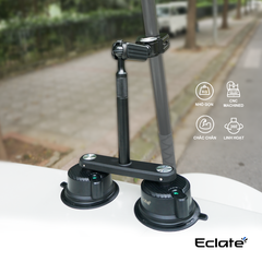 Hút kính kiêm Giá kẹp cho action camera Eclate| Gopro, Insta360, DJI| CNC - Kẹp đơn + nối dài