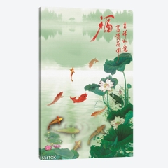 Tranh Đàn cá trong hồ sen 534TCK