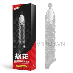 Bao cao su đôn dên Crystal Sex Toy rung phần đầu khấc