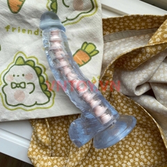 Dương vật giả dẻo trong suốt có lõi xương sống định hình