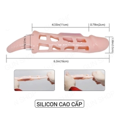Bao cao su đôn dên tăng kích thước Baile - Màu da, lưới dây đeo có rung 16 x 3.5 cm
