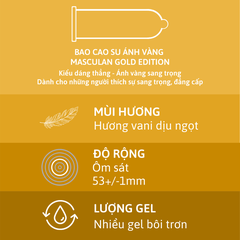 Bao cao su Masculan – Ánh vàng sang trọng – Gold Luxury Edition