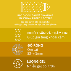 Bao cao su Masculan – Gân chấm hạt – Ribbed+Dotted – 10 bao