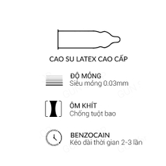 Bao cao su Shell Invisible - Siêu mỏng, chống tuột, kéo dài thời gian - Hộp 10 cái