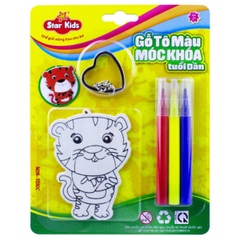 Gỗ tô màu móc khoá tuổi Dần