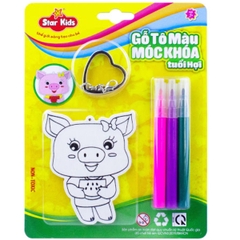 Gỗ tô màu móc khoá tuổi Hợi