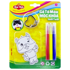 Gỗ tô màu móc khoá tuổi Tuất