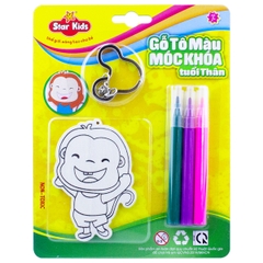 Gỗ tô màu móc khoá tuổi Thân