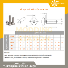 Ốc Lục giác đầu côn inox 304 size M3x30