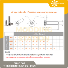 Ốc Lục giác đầu côn bông mai hoa thị inox 304 size M2.5x5