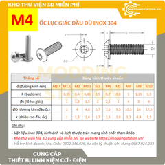 Ốc Lục giác đầu dù inox 304 size M5x55