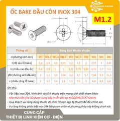 Ốc Bake đầu côn inox 304 size M1.2x8