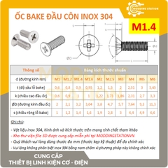 Ốc Bake đầu côn inox 304 size M1.4x5