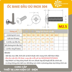 Ốc Bake đầu dù inox 304  size M2.5x6