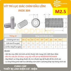 Vít trí lục giác chìm đầu lõm inox 304 size M2.5x8