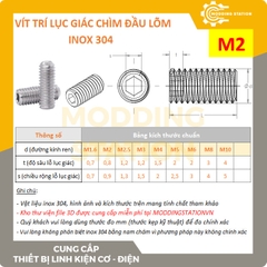 Vít trí lục giác chìm đầu lõm inox 304 size M2x8