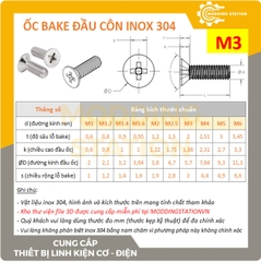 Ốc Bake đầu côn inox 304 size M3x12