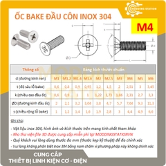 Ốc Bake đầu côn inox 304 size M4x8