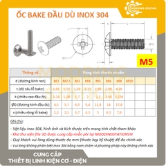 Ốc Bake đầu dù inox 304  size M5x20
