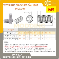 Vít trí lục giác chìm đầu lõm inox 304 size M5x25