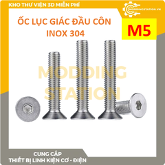 Ốc Lục giác đầu côn inox 304 size M5x80