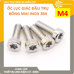 Ốc Lục giác đầu trụ bông mai inox 304 size M4x14