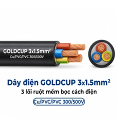 Dây Điện GOLDCUP 3 Lõi Ruột Mềm Bọc PVC 3×1,5mm² Cu/PVC/PVC 300/500V