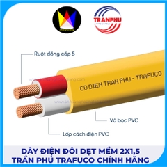 Dây Điện Đôi Dẹt Mềm 2x1,5 Trần Phú Trafuco Chính Hãng